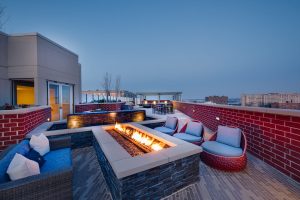 Keep warm by our rooftop fireplace. 